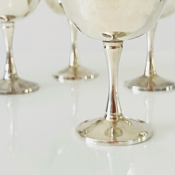Vintage Silver plate Stem glasses goblets champagne sorbet cups set of 4 - Picture 3 of 10